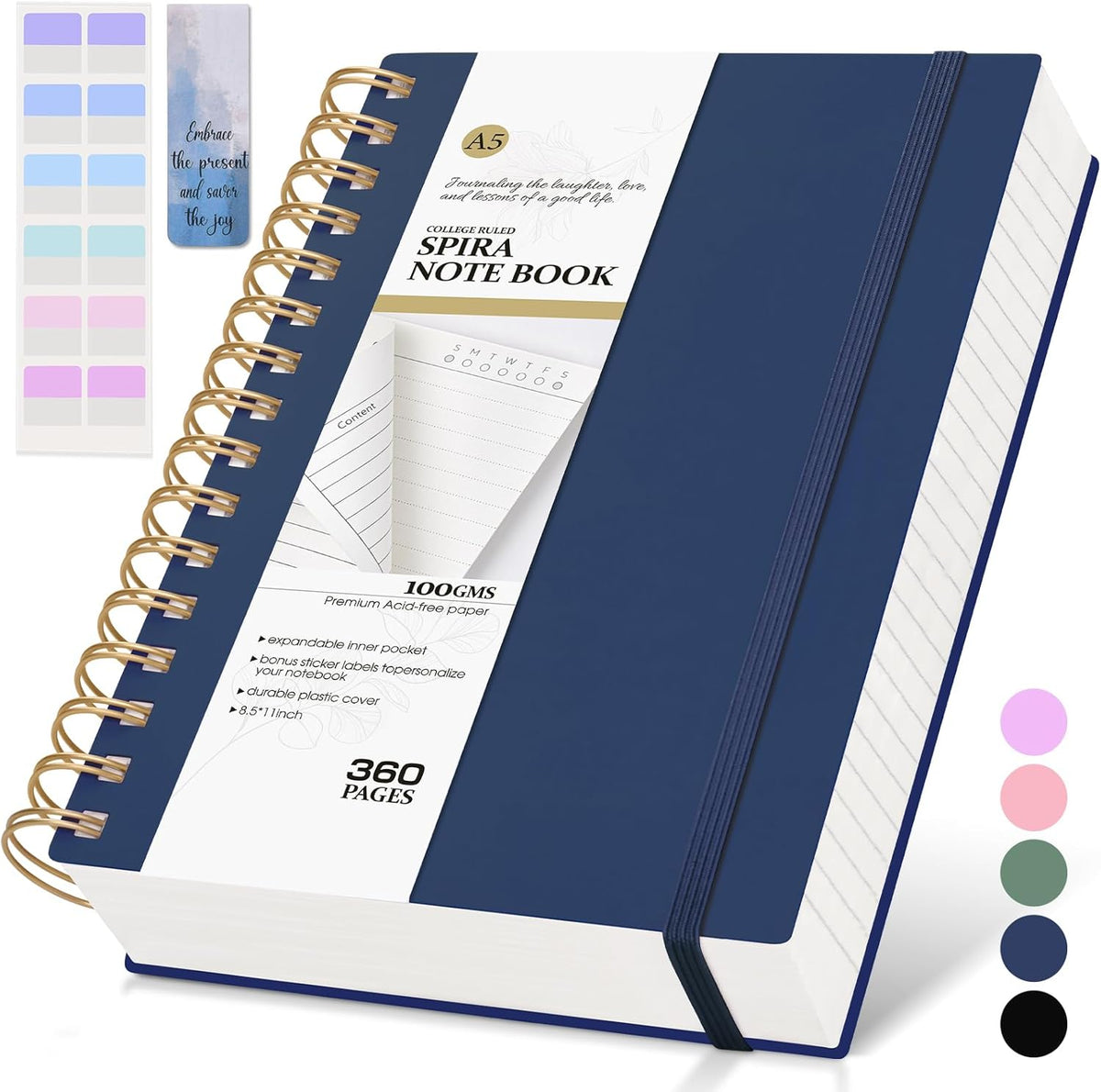 Pink Spiral Notebook Journal,360 Pages College Ruled Notebook, Lined Thick Journals for Women Men,A5 Thick Spiral Journal for Writing,100GSM Paper, Spiral Notebooks for Work School 5.5"x8.5"