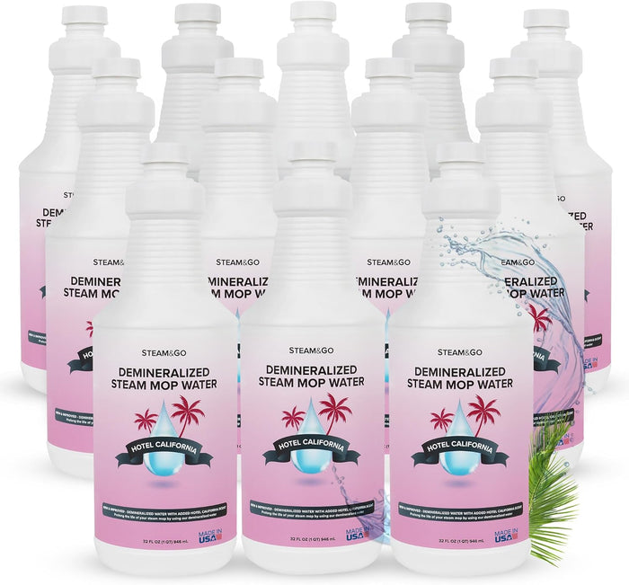 Steam & Go Deminerilized Water - Multi-Surface Cleaner for Steam Cleaners, Hardwood Floors, Kitchens, & Bathrooms - Germ-Killing Formula - Hotel California Scent - 32 Ounces (Pack of 1)