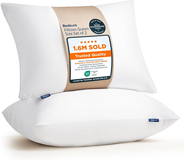 Bedsure Pillows Queen Size Set of 2 - Soft Bed Pillows for Sleeping 2 Pack, Fluffy and Supportive, Hotel Quality, Original Down Alternative Filling for Side, Back Sleepers