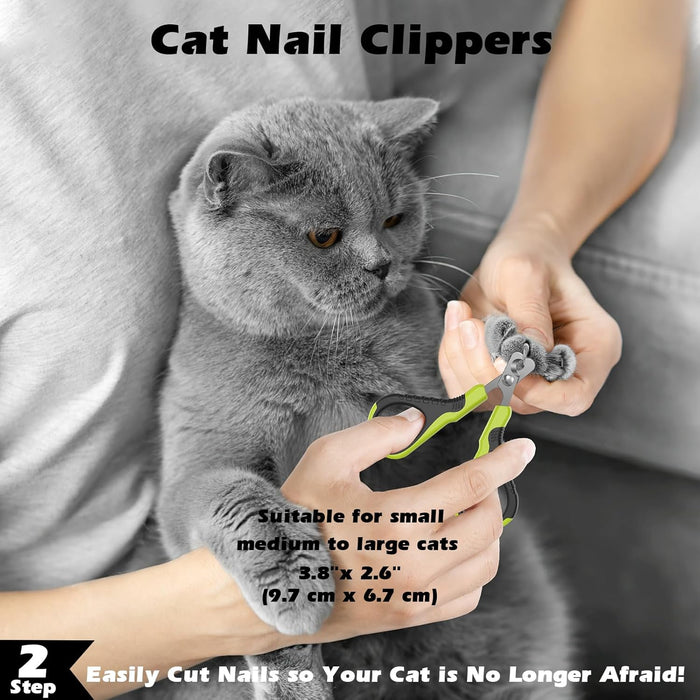 Comotech 3PCS Cat Grooming Supplies,Cat Brush & Nail Clipper/Trimmer & Flea Comb for Shedding Indoor Cats Dogs and Small Animals - Meet All Your Pet's Daily Grooming Needs - All in One Set (Black)