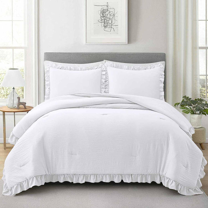 Faincy Full Comforter Set, Red and Black Grid Buffalo Check Plaid Pattern, Reversible Microfiber Duvet Set, Soft Christmas New Year Gift Modern Bedding in a Bag for Women Men Teen, Size 80 x 90 3PCs