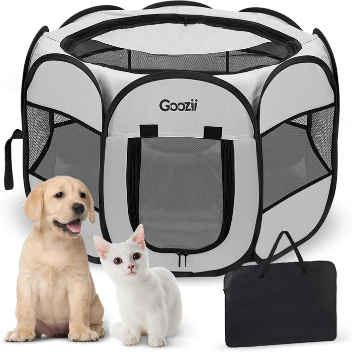 Pet Cat Playpen for Indoor Cats Enclosed, Portable Foldable Dog Playpen Outdoor Tent Crate Cage with Zipper Top Cover Door for Kitten Puppy Outside Rv Car Camper (Small Size, Pink)