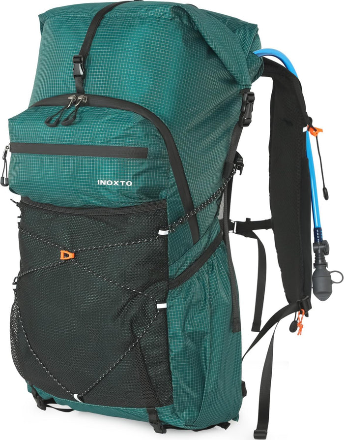 Hiking Backpack for Men and Women, 30L Waterproof Camping Backpack with 3L Water Bladder and Rain Cover, Lightweight Outdoor Sport Travel Daypack Rucksack for Climbing Cycling (Light gray)