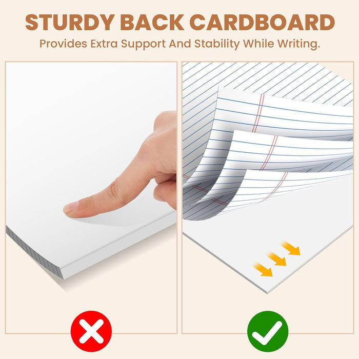2Packs Legal Pads 8.5 x 11 Inch, 50Sheets/Pack, College Ruled & Perforated White Writing Pads, Pads of Paper 8.5 x 11, Lined Note Pads with Sturdy Backing for Office, Business & School Supplies