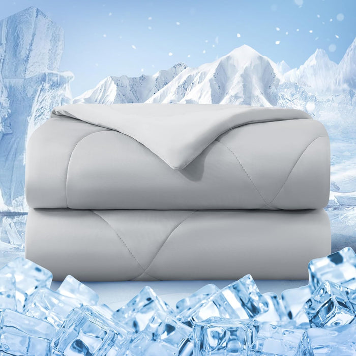 Cooling Comforter King Size, Double-Sided Cold Tech Fabric Quilted Bed Comforters Cooling Blanket for Hot Sleepers, Breathable Lightweight Summer Bedding, All-Season Ice Blanket, Dark Gray