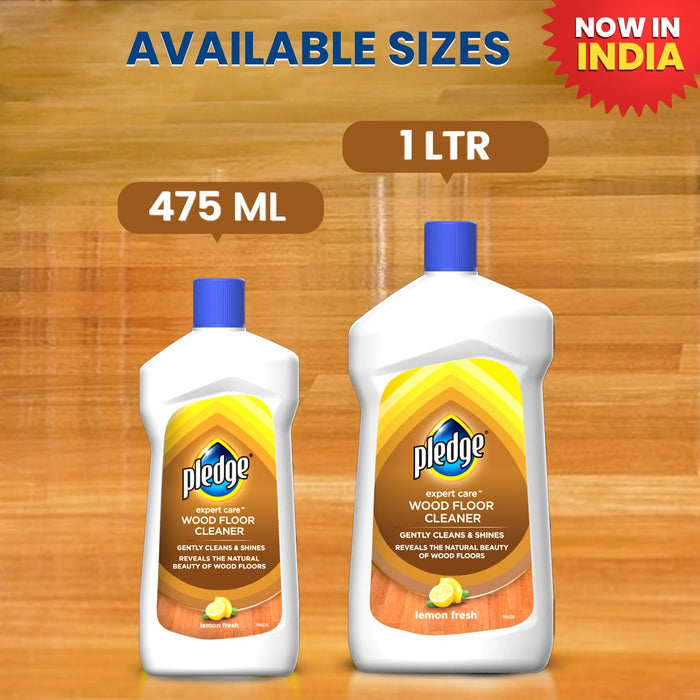 Pledge Expert Care Wood Floor Cleaner| Gently cleans and shines (475ml, Lemon Fresh)