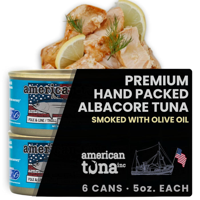 American Tuna Sushi-grade Wild Albacore Tuna Fish - No Salt Added, Wild Caught, MSC Certified, and Pole Caught | (6) 6 Ounce Cans | Super Premium Canned Tuna for Health and Flavor Enthusiasts!