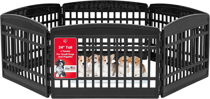 IRIS USA 24" 4-Panel Puppy Playpen, 35 x 35 x 24, Dog Playpen, Dog Play Pen Indoors, Pet Fence, Puppies/Small Dogs, Black