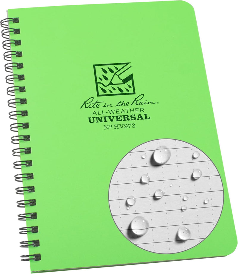 Rite in the Rain Weatherproof Side Spiral Notebook, 4.625" x 7", Tan Cover, Universal Pattern (No. 973T)