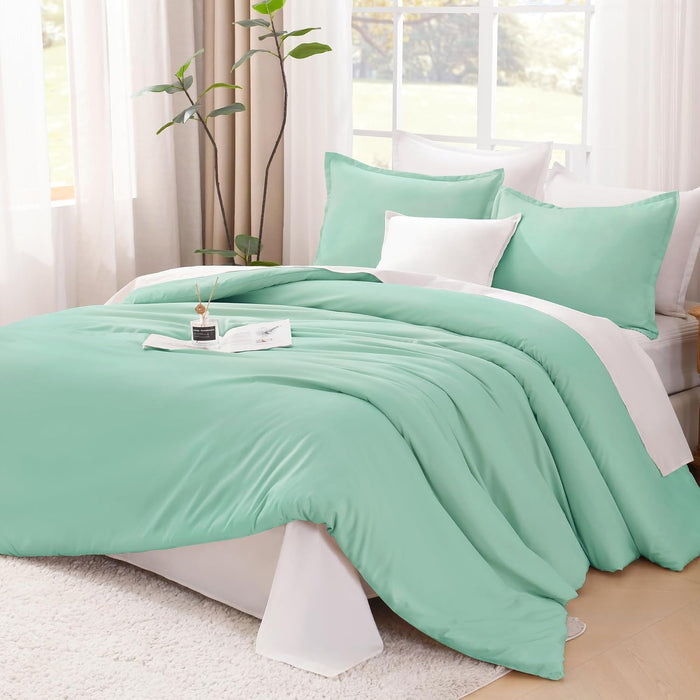 Litanika Comforter Full Size Set Sage Green, 3 Pieces Lightweight Bed Set, Solid Bedding Comforters Sets, Soft All Season Down Alternative Quilt Blanket