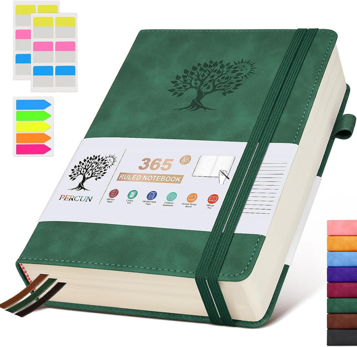 A4 Lined Journal Notebook，365 Page Large Leather Journals for Writing Women Men，Hardcover Notebook with 100Gsm Thick Pages for Travel，Work，School，College Ruled, Daily Diary (8.5" x 11.4")
