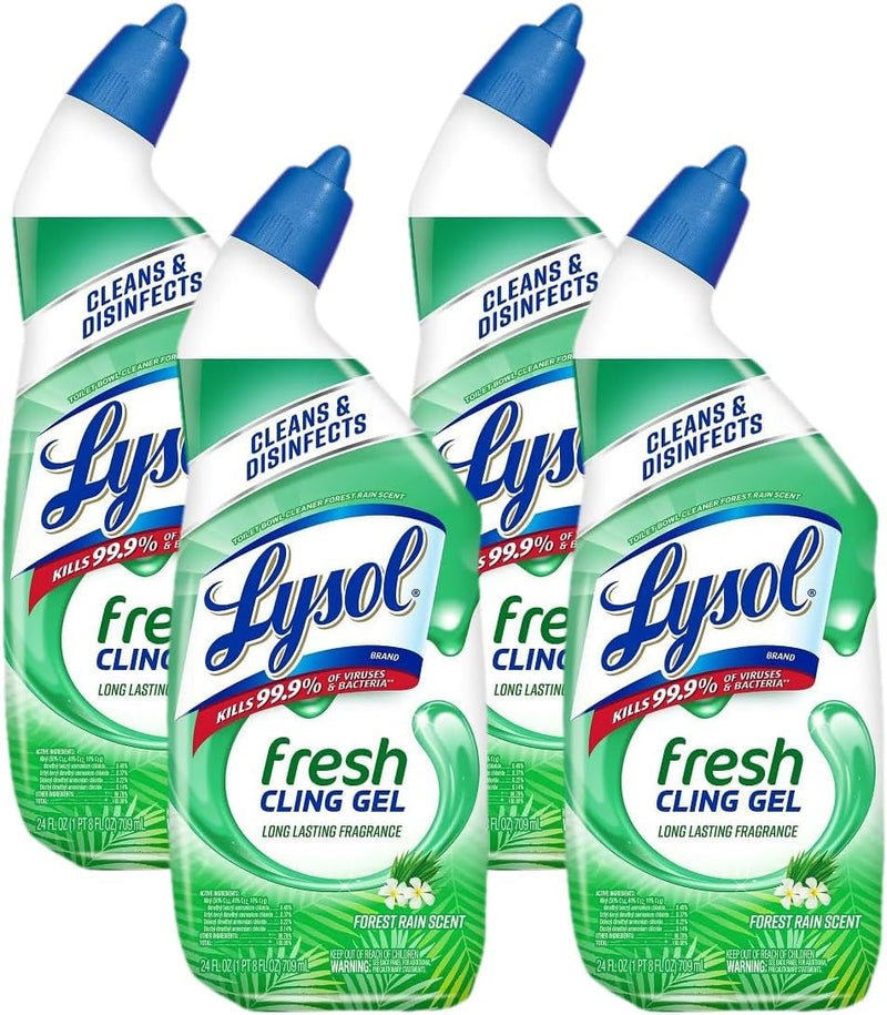 Lysol Toilet Bowl Cleaner Gel, For Cleaning and Disinfecting, Stain Removal, Forest Rain Scent, 24oz