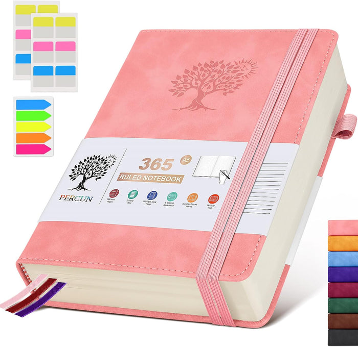 A4 Lined Journal Notebook，365 Page Large Leather Journals for Writing Women Men，Hardcover Notebook with 100Gsm Thick Pages for Travel，Work，School，College Ruled, Daily Diary (8.5" x 11.4")