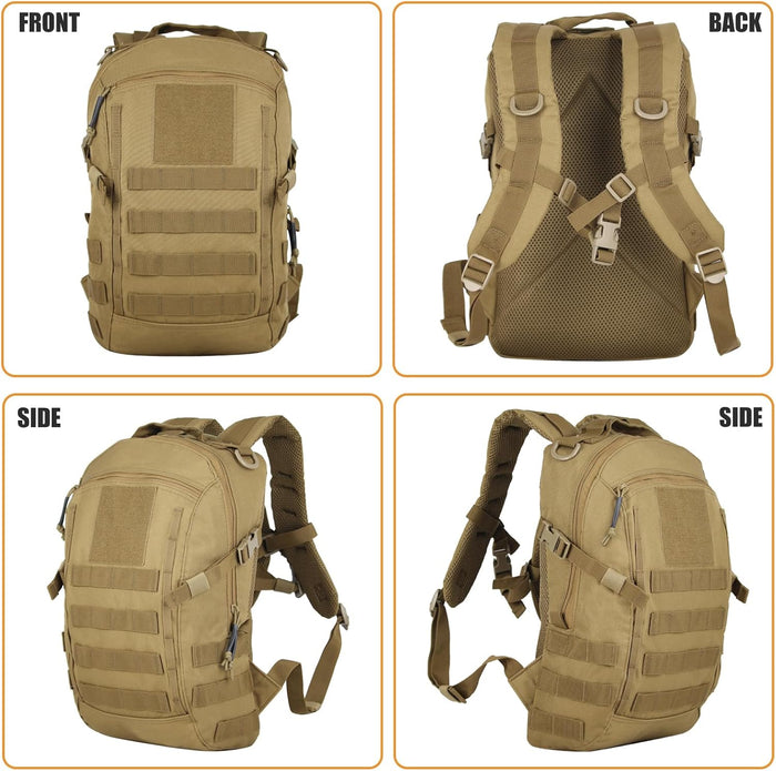 Small Tactical Backpack 12L Molle Bag Rucksack Army Daypack Military Daypack for Outdoor,Hiking (Tan)