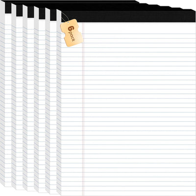 6Packs Legal Pads 8.5 x 11 Inch, 50Sheets/Pack, College Ruled & Perforated White Writing Pads, Pads of Paper 8.5 x 11, Lined Note Pads with Sturdy Backing for Office, Business & School Supplies