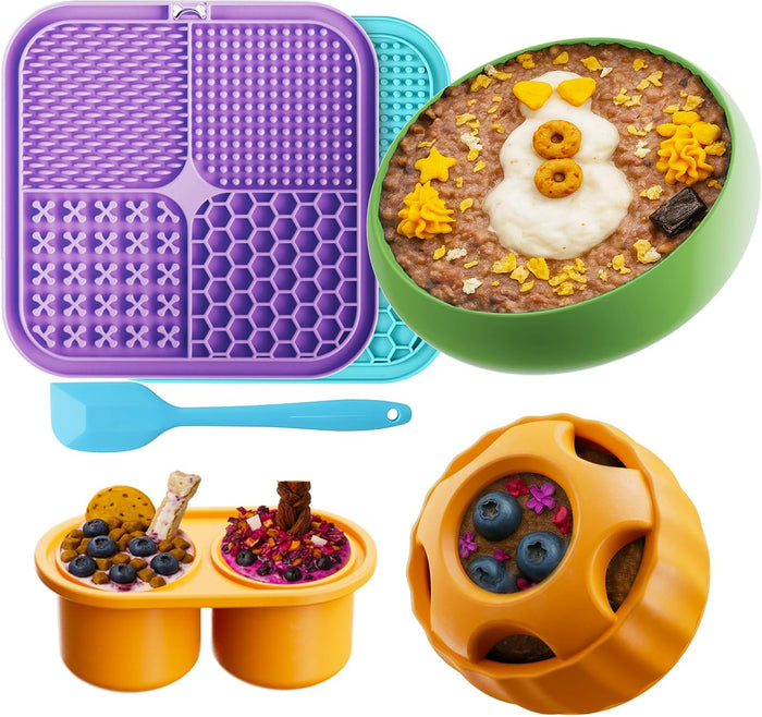 LUKITO Lick Mat for Dogs & Cats 2 Pack with Suction Cups, Dog Lick Mat for Anxiety Relief, Dog Toys to Keep Them Busy, Peanut Butter Licking Pad for Boredom Reducer, Perfect for Bathing Grooming