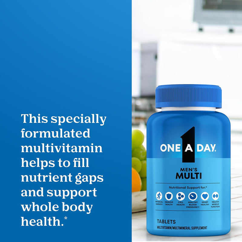 One A Day Multivitamin for Men - Daily Mens Multivitamins with Vitamin D, Zinc, Folic Acid, and B Vitamins, Physical Energy Support, 200 Ct (Packaging May Vary)
