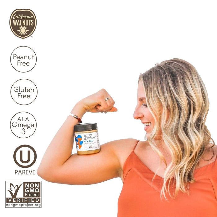 Nutty Gourmet Organic Walnut Butter - Raw Nut Butter - No Added Sugar - Unsalted - All Natural - Peanut Free - Vegan - California Grown Walnuts - Keto Snack - Gluten Free (10oz, 1 Pack)