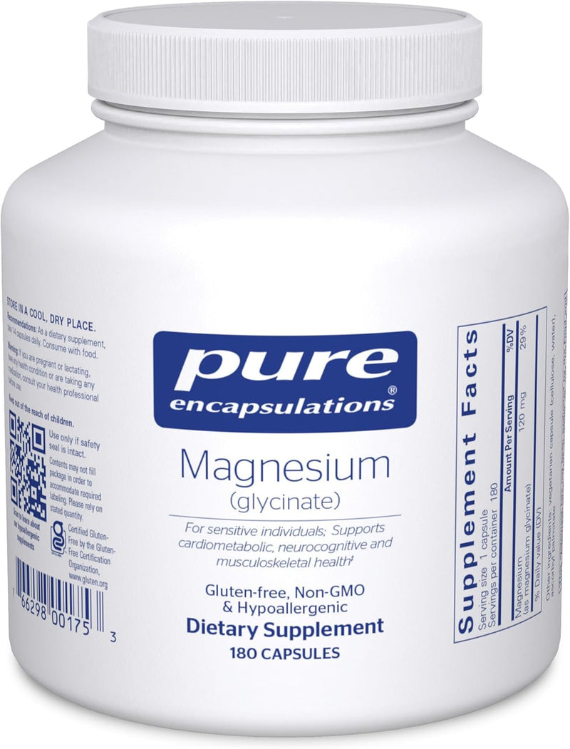 Pure Encapsulations Magnesium (Glycinate) - Supplement to Support Stress Relief, Sleep, Heart Health, Nerves, Muscles, and Metabolism* - with Magnesium Glycinate - 90 Capsules