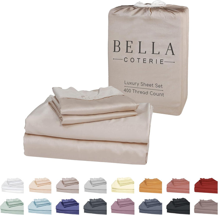 Bella Coterie Luxury Bamboo Viscose King Size Sheet Set | 100% Organically Grown | Ultra Soft | Cooling for Hot Sleepers | 18" Deep Pocket [Ivory]