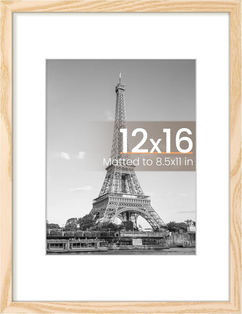 upsimples 8x10 Picture Frame, Display Pictures 5x7 with Mat or 8x10 Without Mat, Wall Hanging Photo Frame, Black, 1 Pack