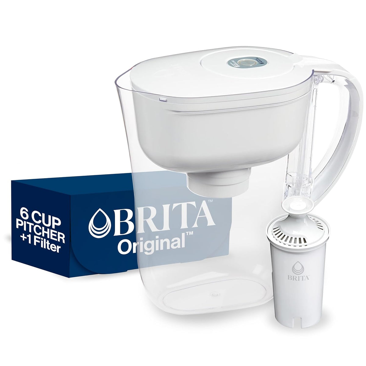 Brita Small 6 Cup Water Filter Pitcher, 1 BritaPlus Filter, Metro, Black (Package May Vary)