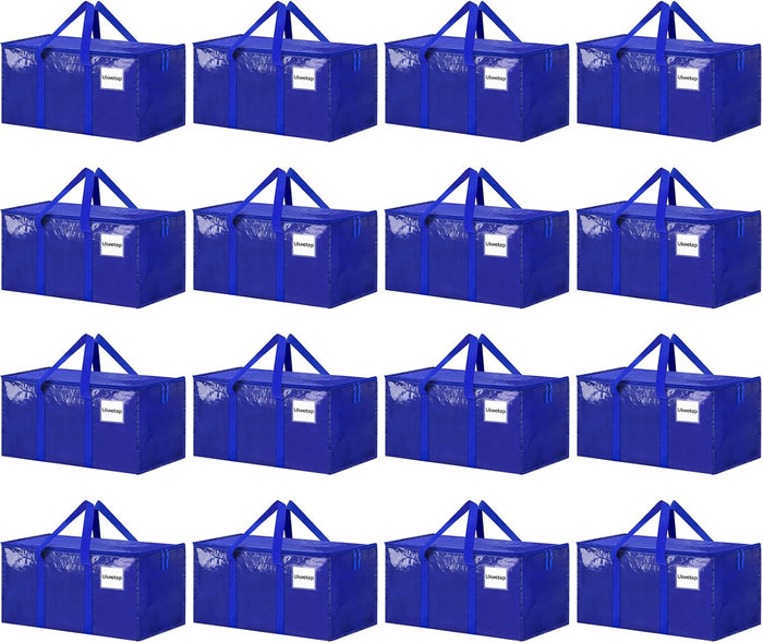 8 Pack Extra Large Heavy Duty Moving Bags, Clear Storage Bins with Lids, Reinforced Handles & Heavy-Duty Zippers Moving Boxes Storage Bags Totes for Clothes Packing, Dorms, College Supplies, Clear