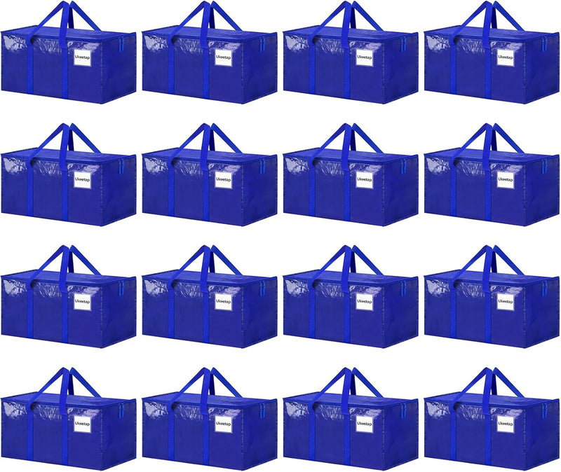8 Pack Extra Large Heavy Duty Moving Bags, Clear Storage Bins with Lids, Reinforced Handles & Heavy-Duty Zippers Moving Boxes Storage Bags Totes for Clothes Packing, Dorms, College Supplies, Clear
