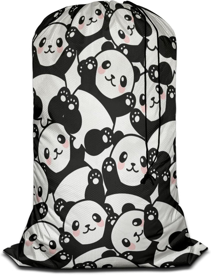 Swono Cute Pig Pink Rose Large Laundry Bag with Drawstring Heavy Duty Travel Dirty Clothes Bag for Laundromat Household, Farm Animal Piggy with Ballerina Dress Rip-Stop Laundry Hamper, 28 x 40 Inch