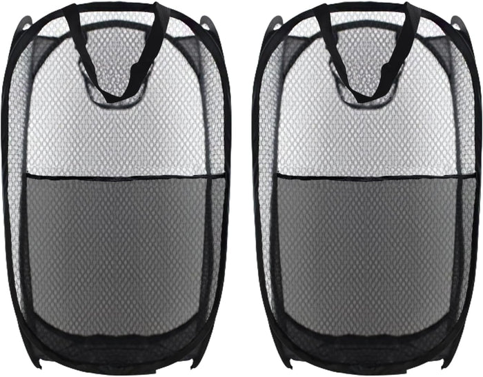 Collapsible Pop Up Laundry Hamper, Mesh Foldable Laundry Basket, Extra Large - 28" x 16" x 16" (Blue)