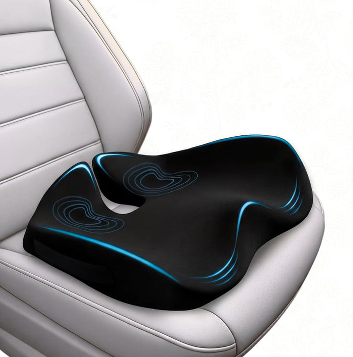 SitCushion Car Seat Cushion for Long Driving, Extra Large Memory Foam Seat Cushion for Sciatica Pain Relief, Car Essentials Orthopedic Pillow for Back Support, Tailbone Pain Relief Cushion (Black)