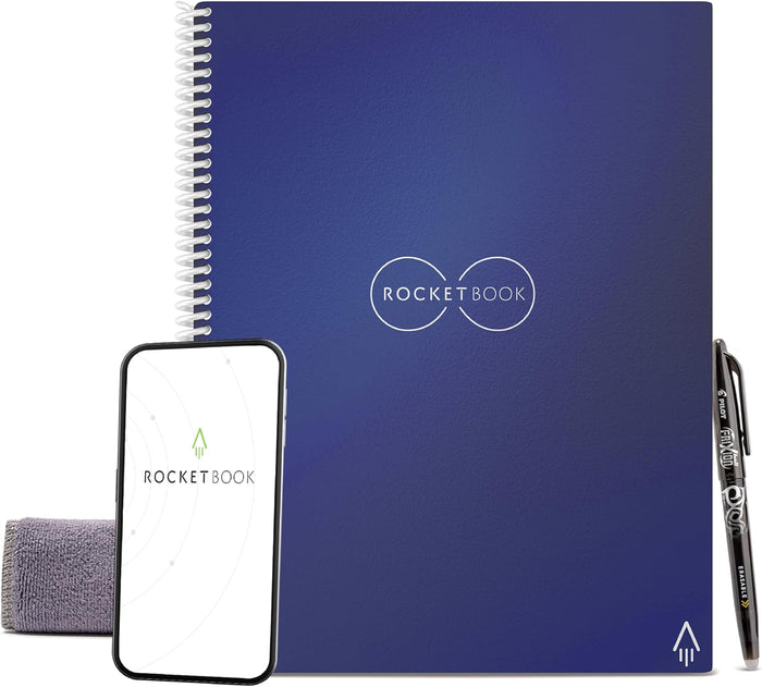 Rocketbook Core Reusable Smart Notebook, Lined Pages For School, Work and Creative Projects, Letter Size 8.5x11, Black - Premium