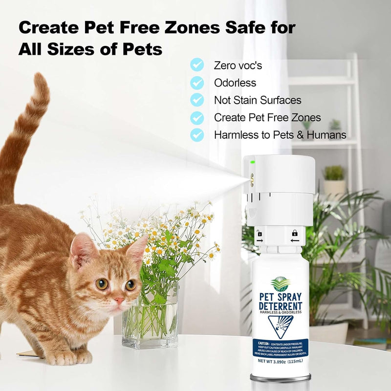 Cat Spray Deterrent System [ 2 Pack ] Cat Deterrent Spray, Motion Activated Pet Deterrent Spray System for Cats & Dogs Odorless Pet Deterrent, Senses Pets Up to 3 Feet Away, Friendly & Safe
