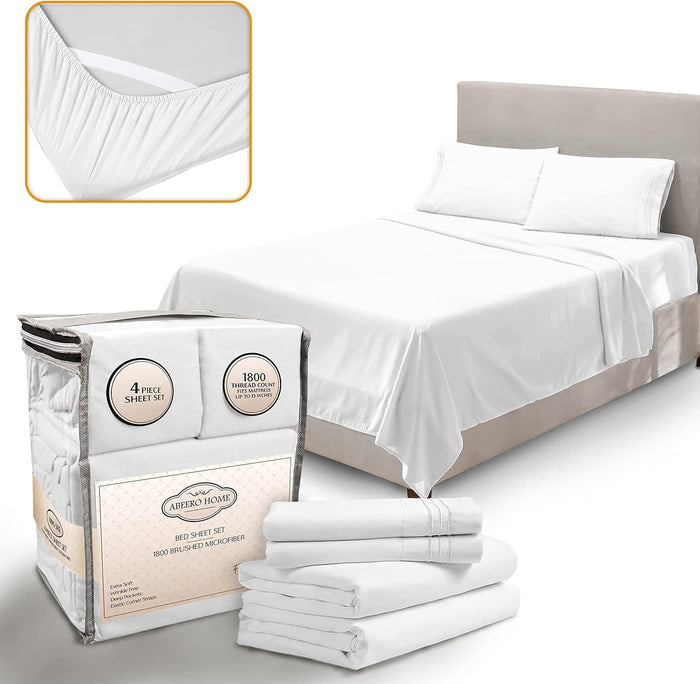 Queen Sheet Set - Elastic Corner Straps - Soft Cooling Sheets - Luxury Hotel Bed Sheet - Deep Pockets Microfiber Bedsheet - Bedding Sheets & Pillowcases - 4 Piece (Queen Size, Gray)