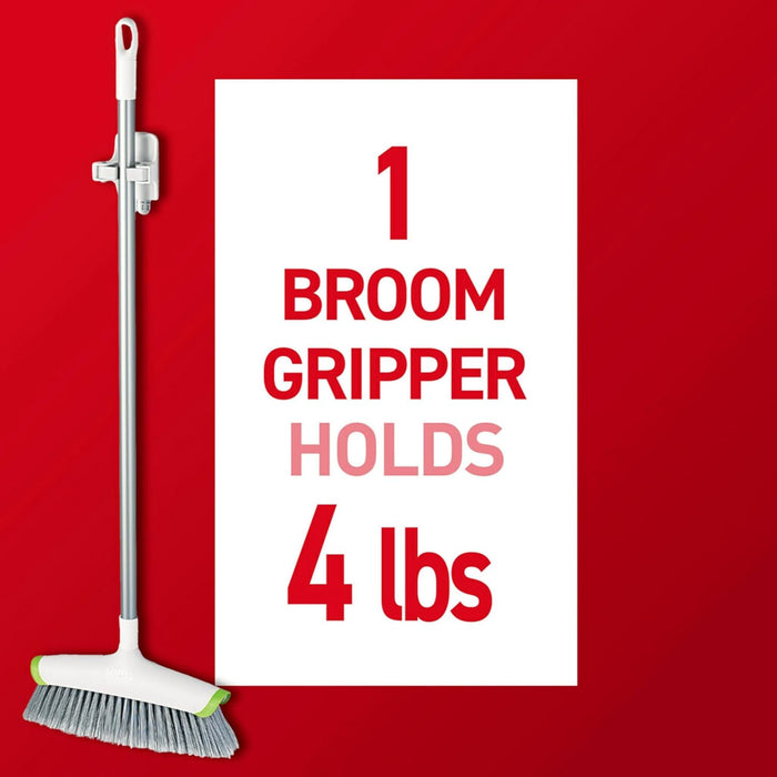 Command Broom and Mop Grippers, 3 Hangers and 6 Command Strips, Damage-Free Hanging Wall Mount Broom and Mop Holder, Household Cleaning Organizer for Organization and Storage, Holds up to 4 lb