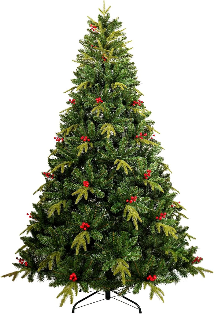Uten Pencil Christmas Tree, 7.5ft Slim Christmas Tree with Mixed 800 Branch Tips, Foldable Metal Stand, Easy Assembly for Home, Office, Party, Holiday