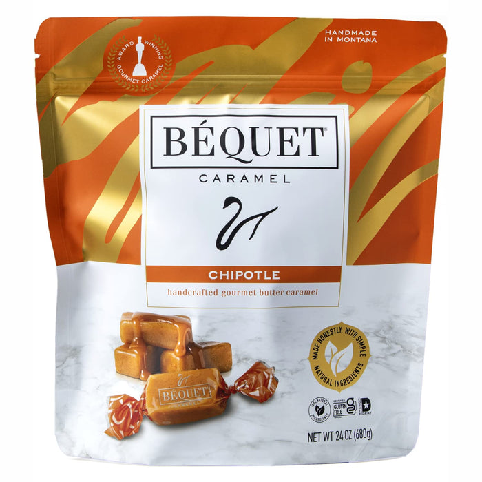 Béquet Caramel - Chewy - Gourmet Caramel Candy - Caramel Candy Individually Wrapped - Made in Montana - Kosher (Star D) and Gluten Free - 8 oz Gift Bag