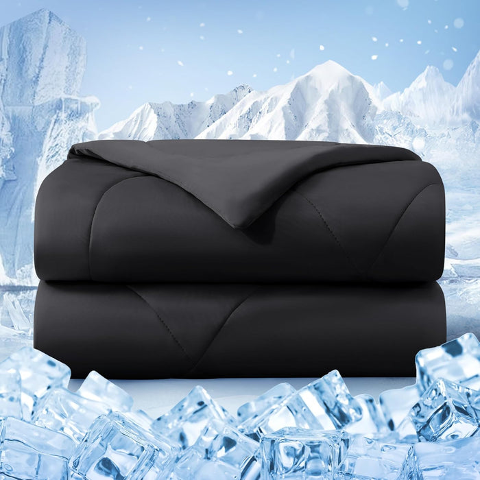 Cooling Comforter King Size, Double-Sided Cold Tech Fabric Quilted Bed Comforters Cooling Blanket for Hot Sleepers, Breathable Lightweight Summer Bedding, All-Season Ice Blanket, Dark Gray