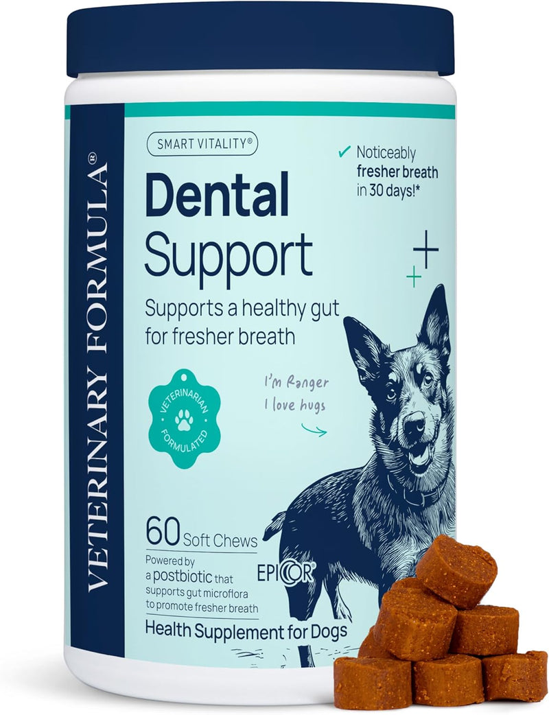 Veterinary Formula Gut Health Supplement for Dogs – Vet-Formulated Probiotic Chews with Digestive Enzymes & Fiber – Smart Vitality Supports Digestive Health, Gut Balance & Stool Quality, 60 Soft Chews