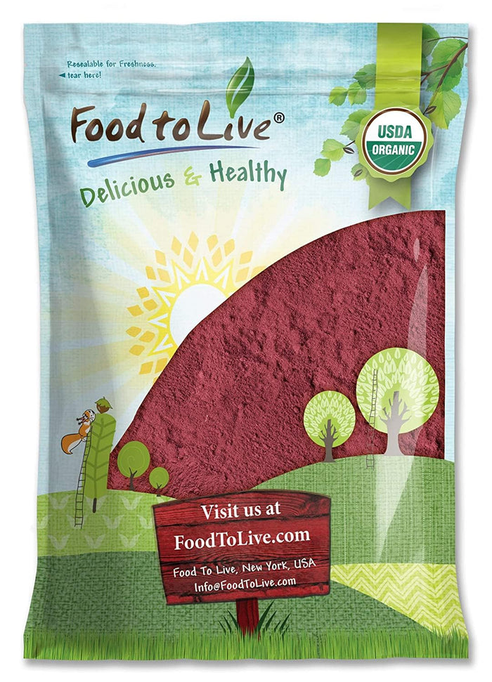 Food to Live Organic Beet Root Powder, 4 Pounds — Non-GMO, Raw, Kosher, 100% Pure, Vegan Superfood, Bulk, Rich in Iron and Fiber, Great for Juices, Drinks, and Smoothies