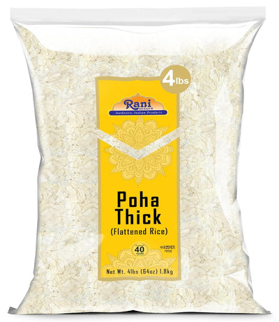 Rani Poha (Powa) Thick Medium-Cut (Flattened Rice) 64oz (4lbs) 1.81kg ~ All Natural, Salt-Free | Vegan | Kosher | No Colors | Gluten Friendly | Indian Origin