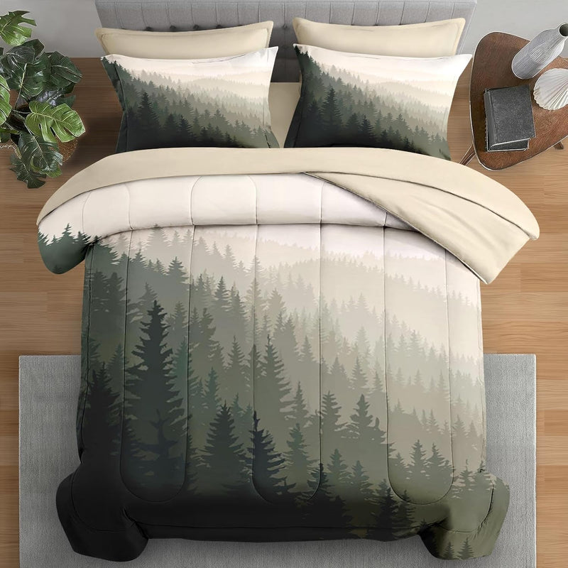 Comforter Set Queen Size, Gothic Butterfly Moon 7 Pcs Bedding for Kids and Adults, Botanical Plant Leaf Bed Sheet Sets with Fitted Sheet 2 Pillowcases & 2 Shams for Bedroom Bed Decor