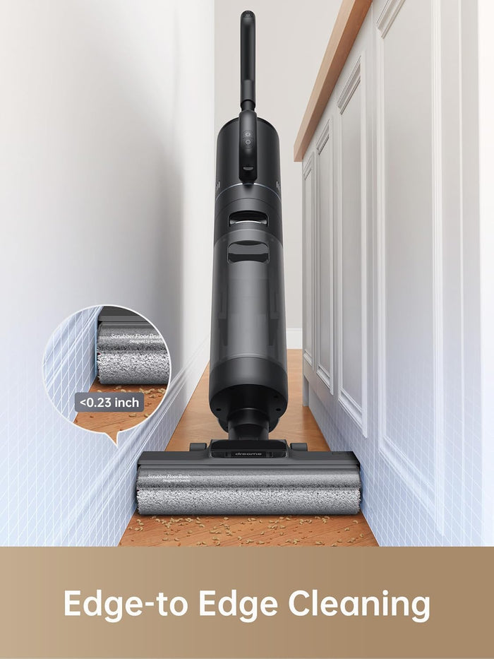 DREAME H12 Dual Smart Wet Dry Vacuum Cleaner, Floor Cleaner Mop Combo 4-in-1 Cordless Vacuum for Multi-Surface, One-Step Self Cleaning with Hot Air Drying, Black