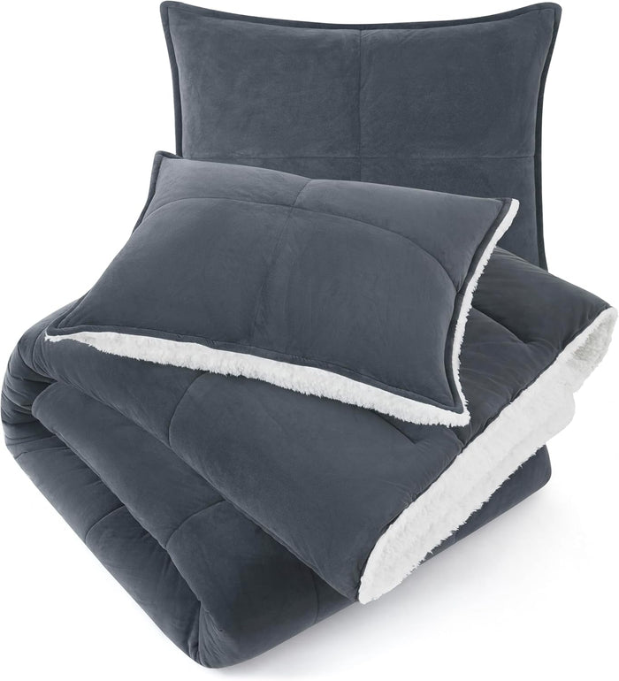 UGG Blissful Comforter Set with 2 Pillow Shams Reversible White Comforter Plush Fluffy Warm Bed Set Premium Hypoallergenic Down Alternative Bedding Breathable, King/California King, Brown Fawn