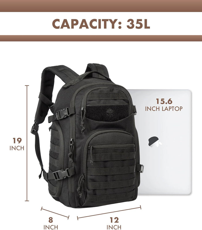 TRAILKICKER Tactical Laptop Backpack Military Backpack for Men Black Tactical Bag Backpack
