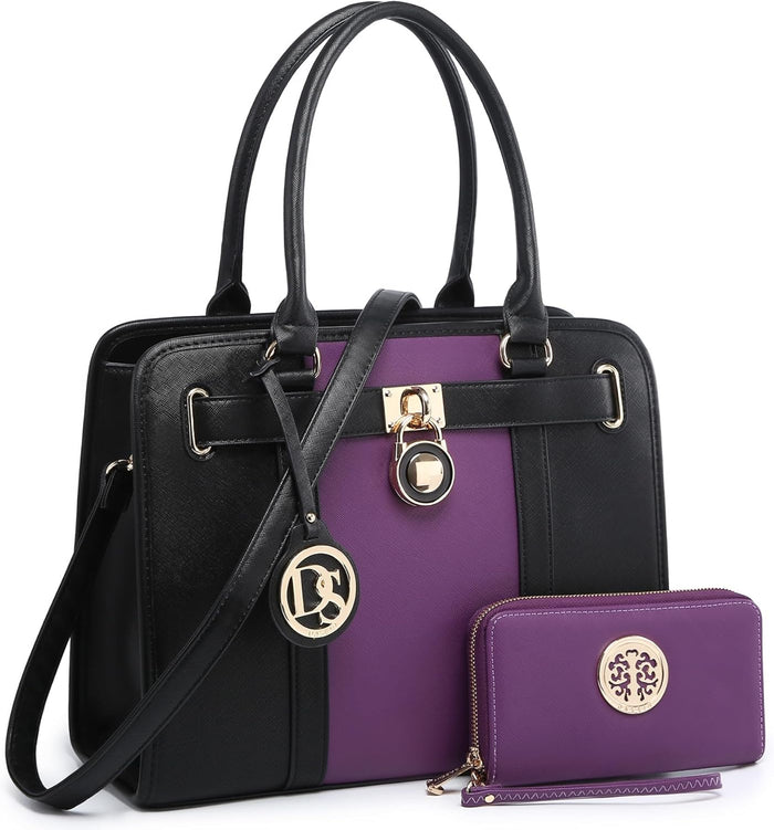 Dasein Handbags Purses Set for Women Top Handle Satchel Shoulder Bags Large Work Tote Bag with Matching Wallet