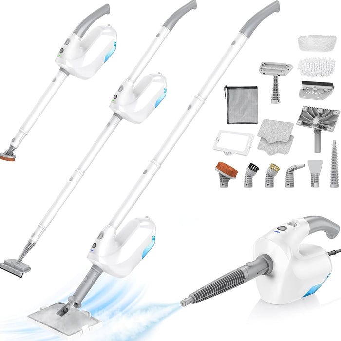10-in-1 Steam Mop with Detachable Handheld Steamer, Multi & Up Steam Cleaner for Home with 350ml Tank, 10s Heat-Up, 2-Level Control, Lightweight and Multi-Surface Steamer for Floors, Carpets, Tiles