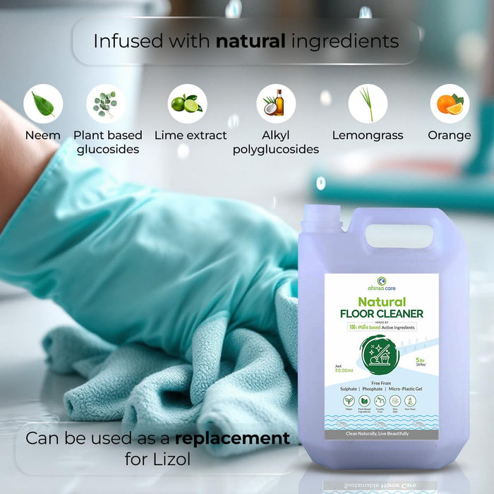 Ahinsa Care Natural Floor Cleaner 5L | Eco-Friendly & Plant-Based | Chemical-Free & Non-Toxic | Safe for Kids & Pets | Multipurpose Cleaner