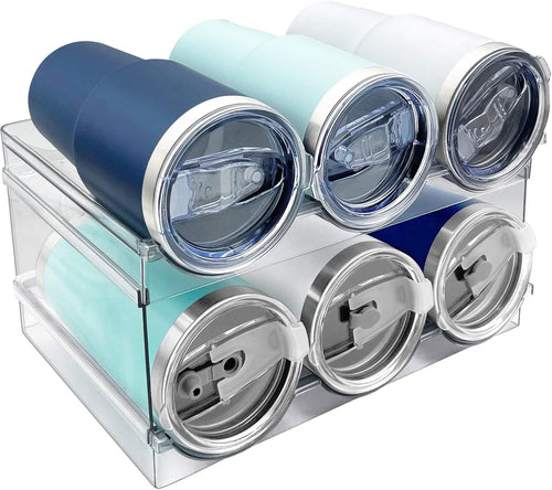 3 Pack Water Bottle Organizer, Stackable Kitchen Home Organization and Storage Rack, Plastic Cup Storage Organizer for Kitchen Cabinet Cupboard Organizer and Storage Cup Rack for Counter