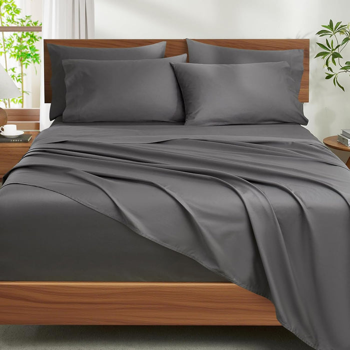 Ivellow 100% Egyptian Cotton Queen Size Sheets Set - 1200 Thread Count 6 PC 18" Deep Pocket Queen Sheets，Luxury Cotton Bed Sheets Soft Breathable Sage Green Cooling Sheet Sets Hotel Quality Bedding